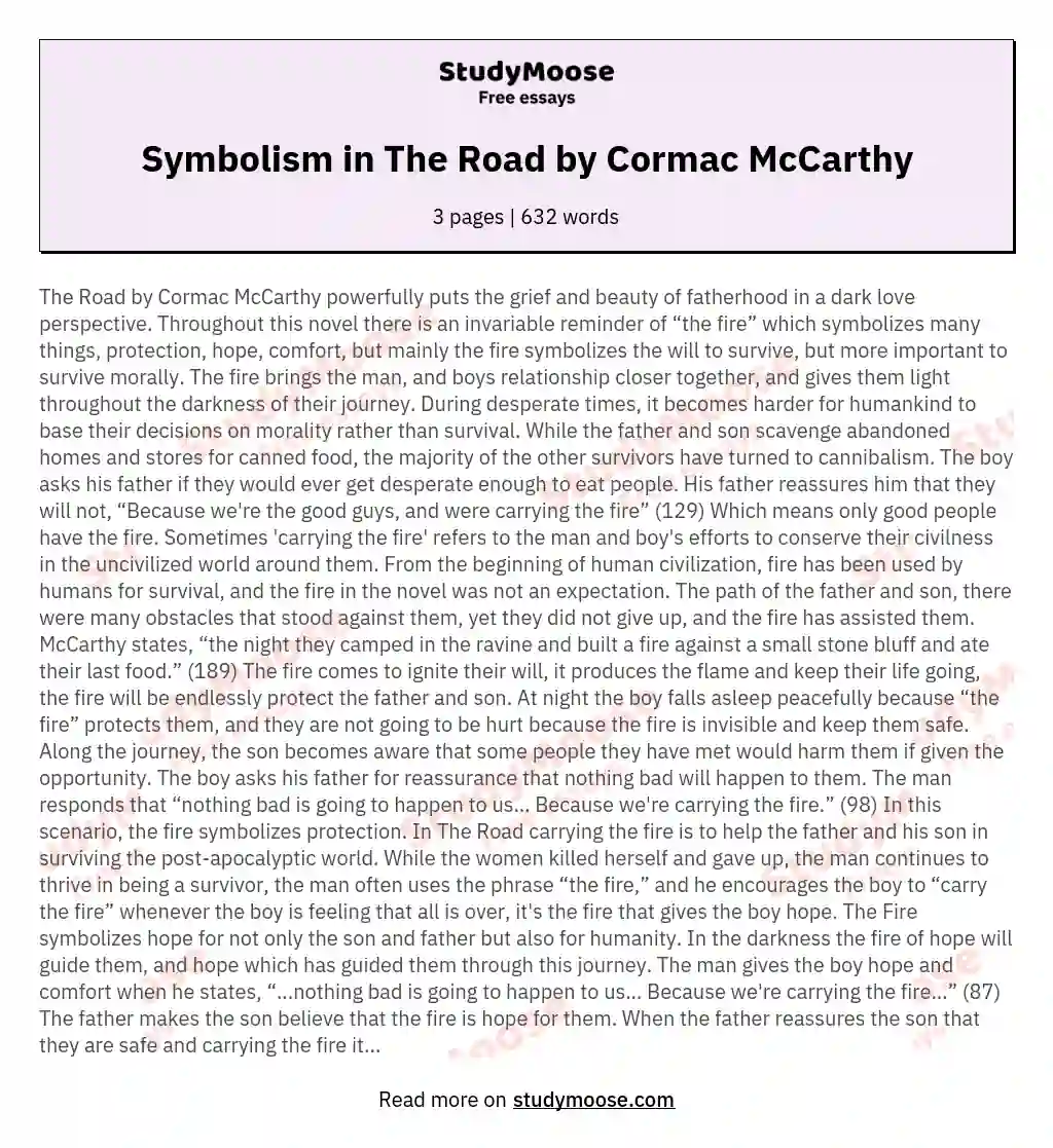 Symbolism in The Road by Cormac McCarthy