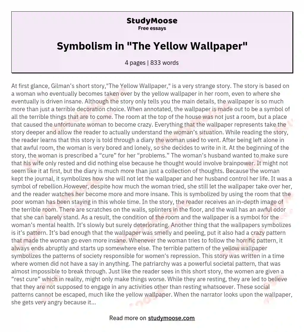 Symbolism in "The Yellow Wallpaper"