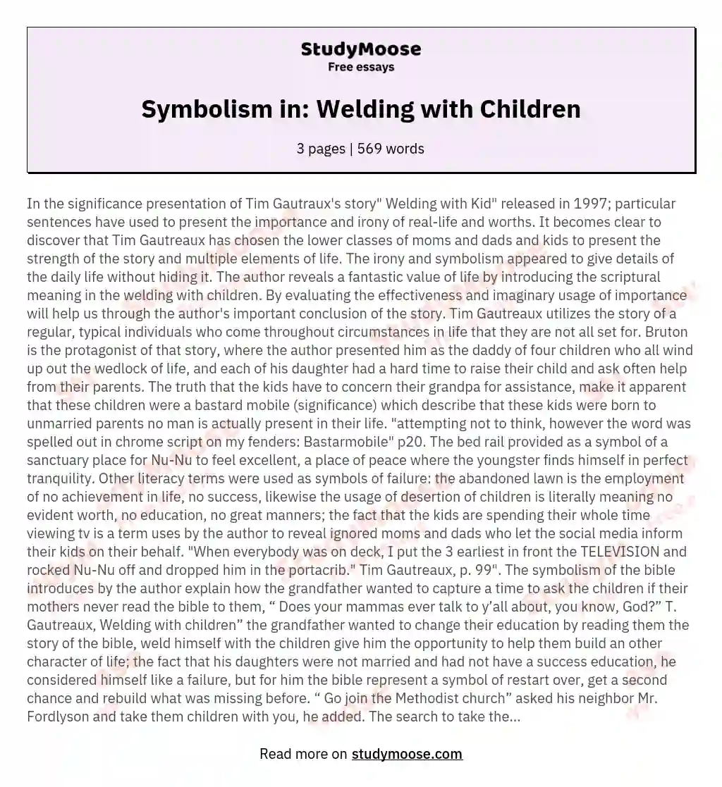 Symbolism in: Welding with Children