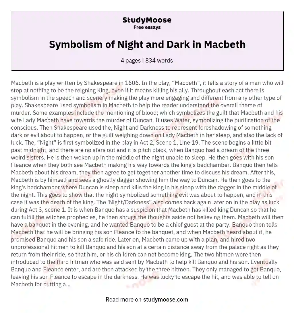 macbeth symbolism essay