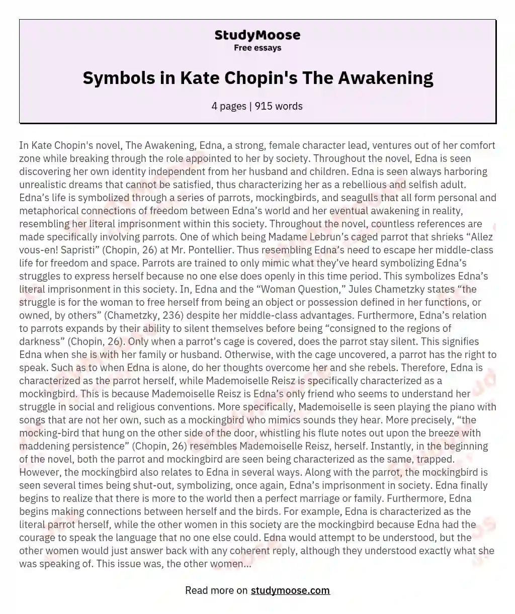 Symbols in Kate Chopin's The Awakening