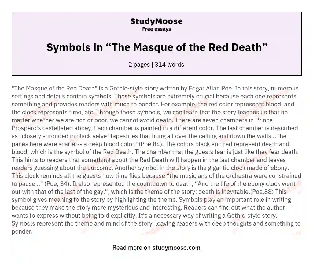 the masque of the red death essay topics