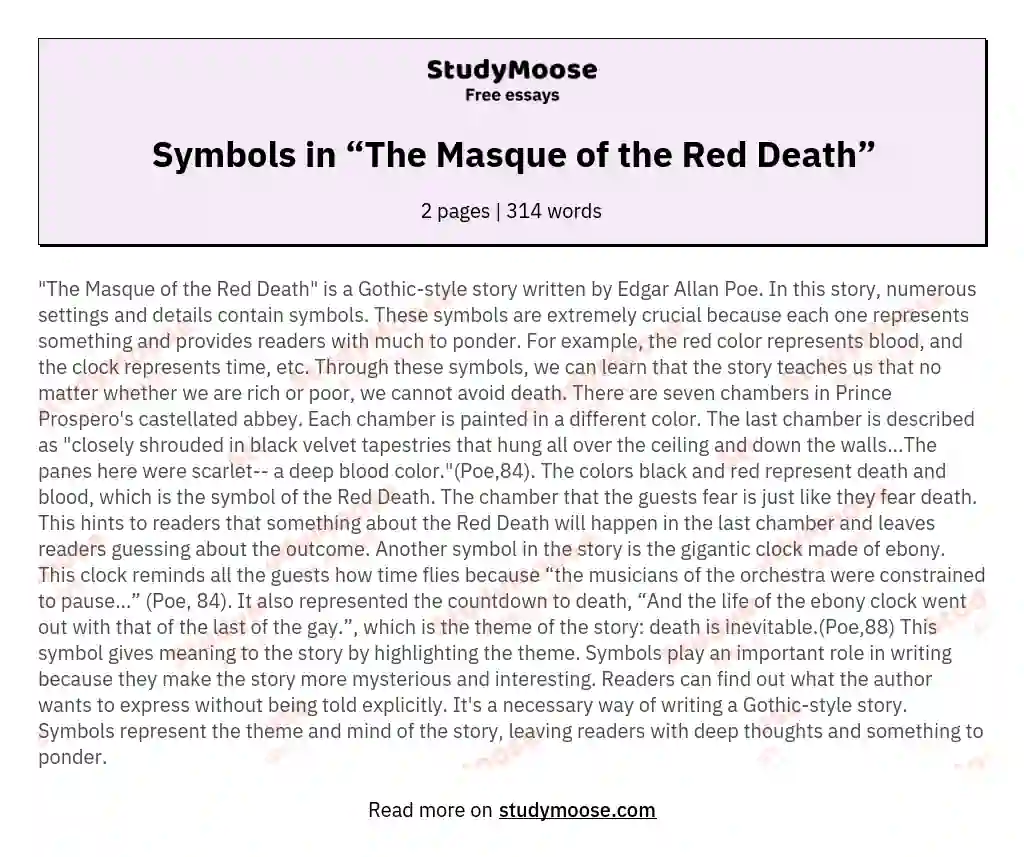 the masque of the red death analysis essay