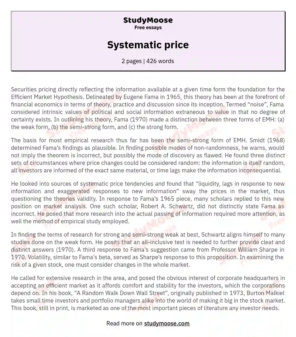 Systematic price essay