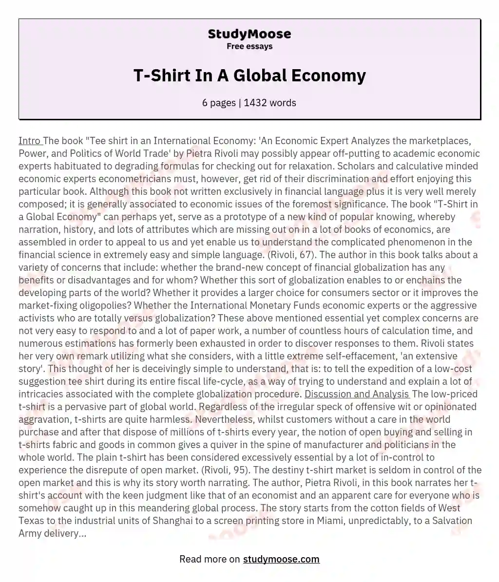T-Shirt In A Global Economy