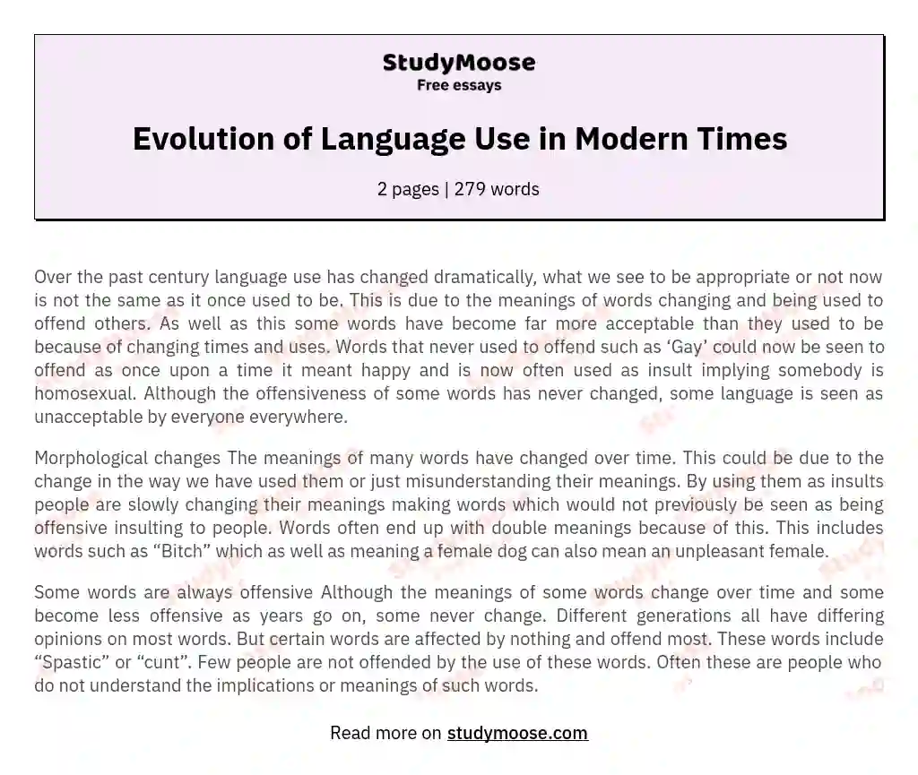 Evolution of Language Use in Modern Times essay