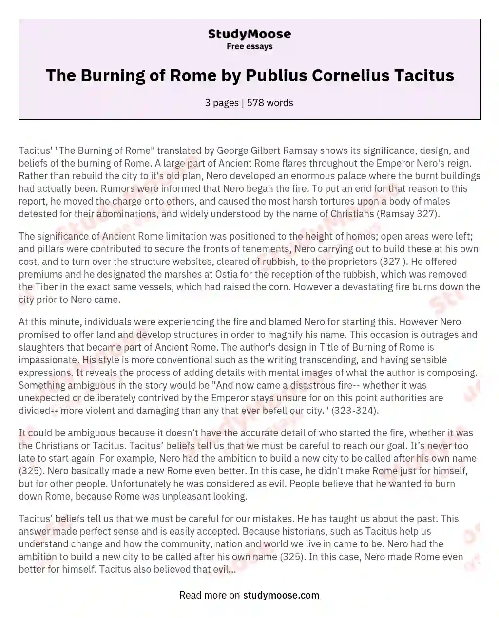 The Burning of Rome by Publius Cornelius Tacitus essay
