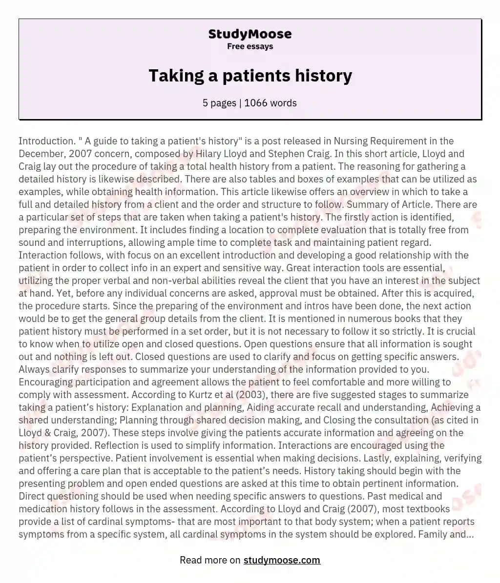 taking-a-patients-history-free-essay-example