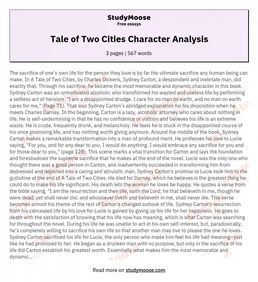 Tale of Two Cities Character Analysis