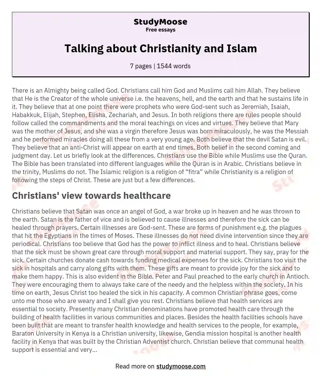 difference between islam and christianity essay