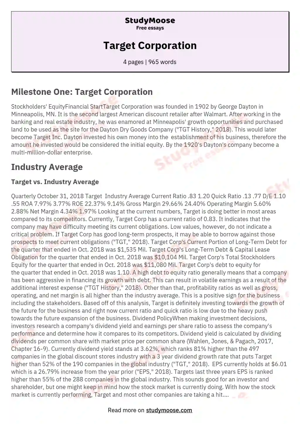 Target Corporation essay