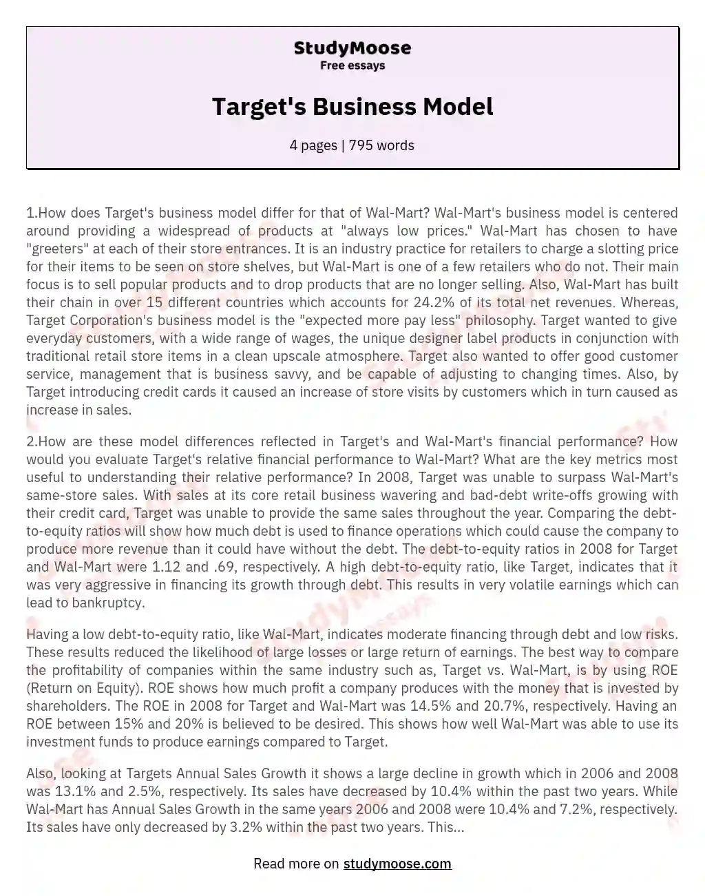 Target's Business Model essay