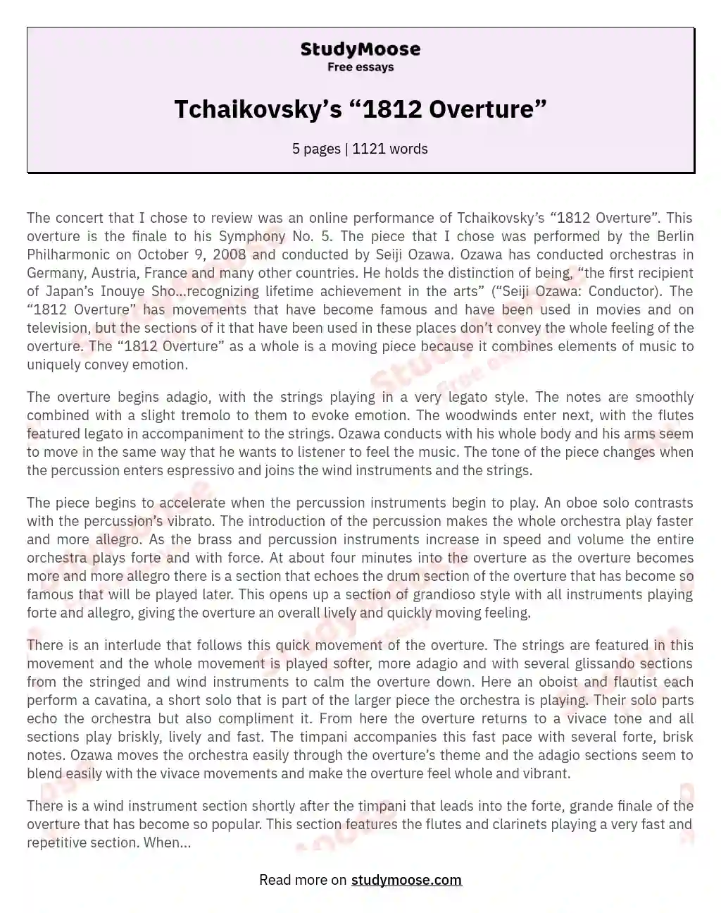 Tchaikovsky’s “1812 Overture”