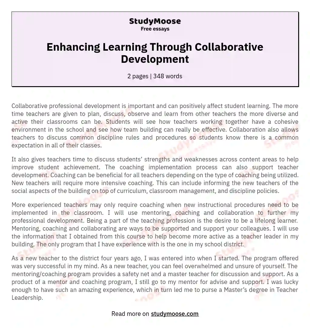 Enhancing Learning Through Collaborative Development essay