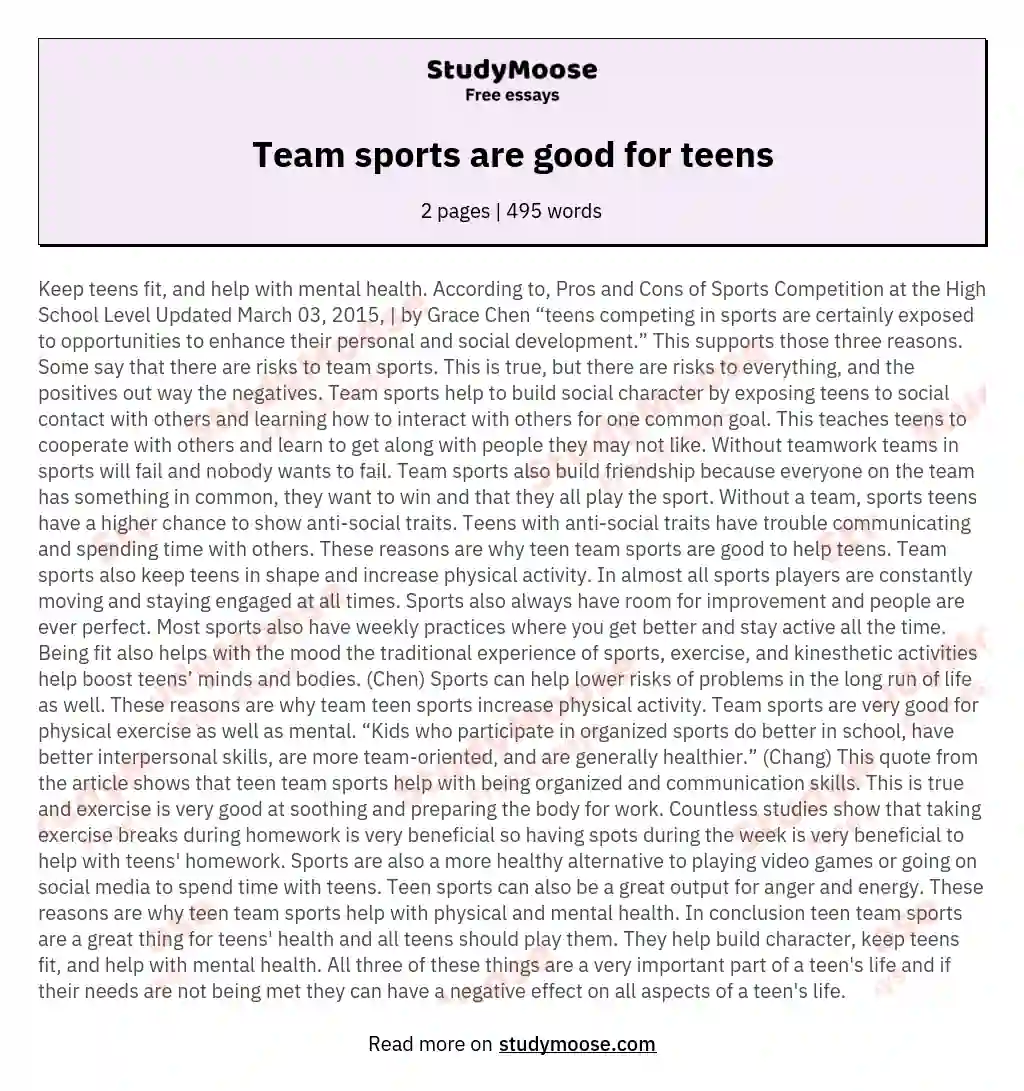 team sport essay introduction