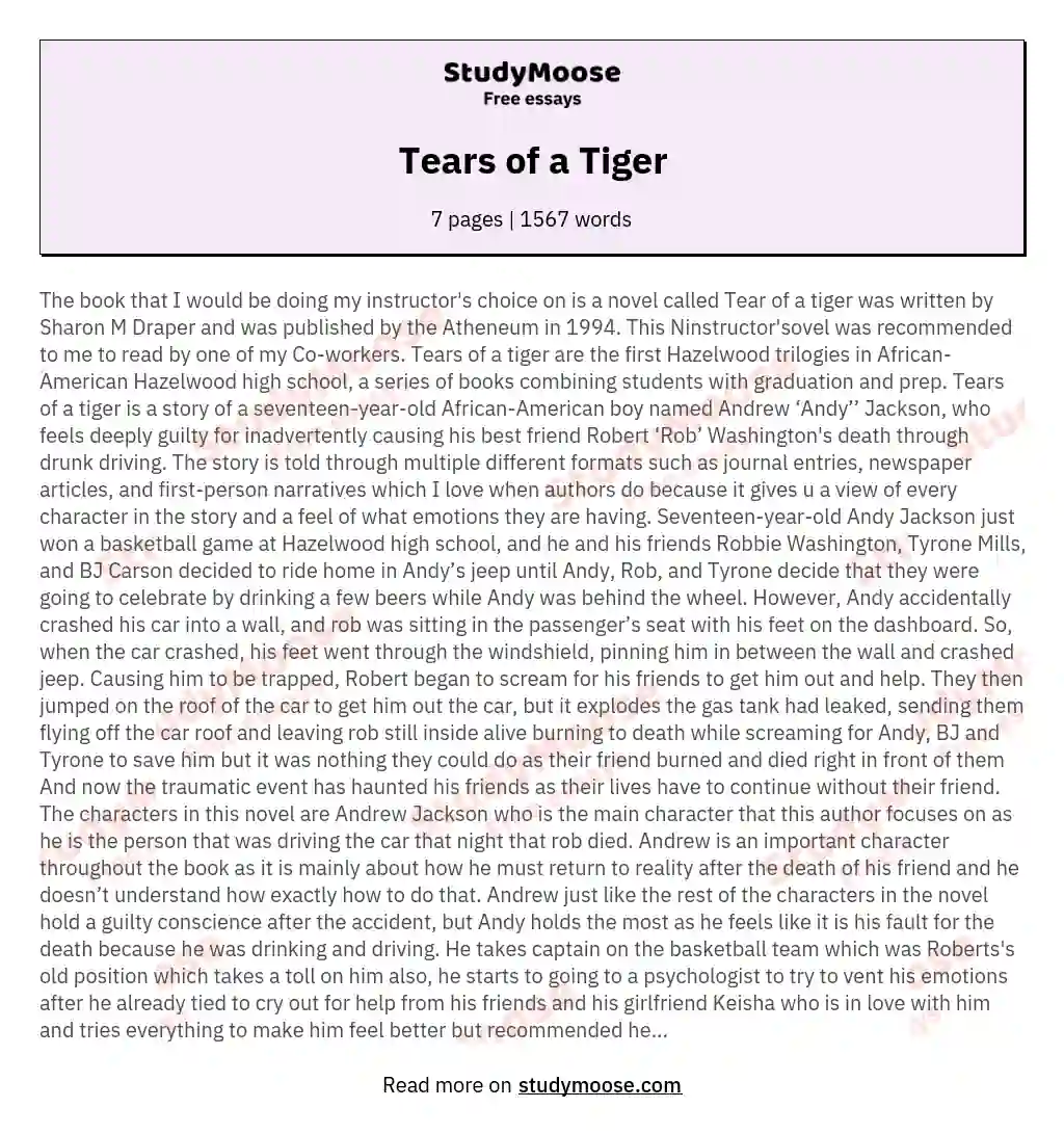 Tears of a Tiger essay