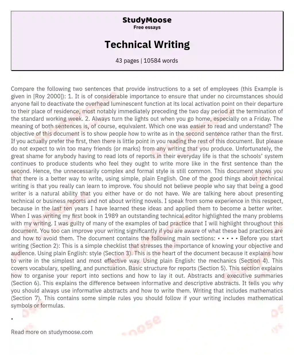 Technical Writing essay
