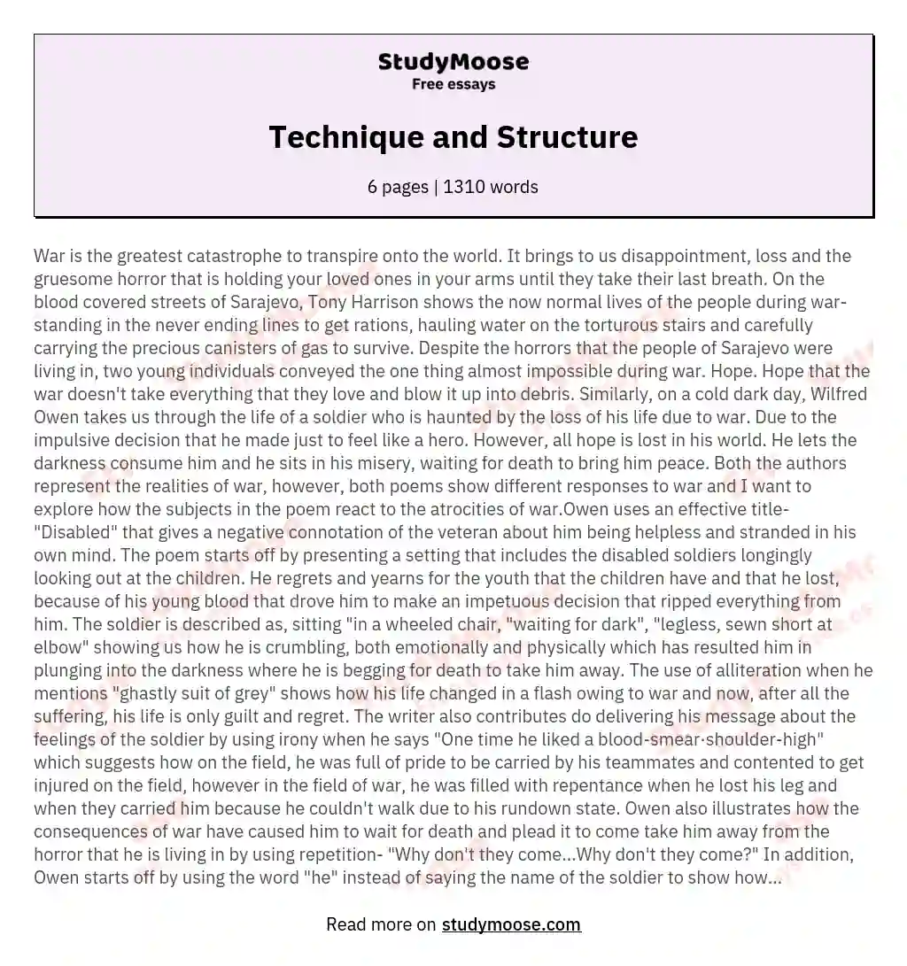Technique and Structure essay