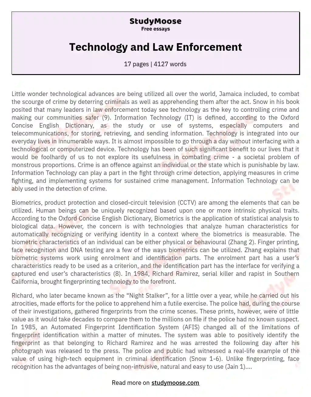 Technology and Law Enforcement