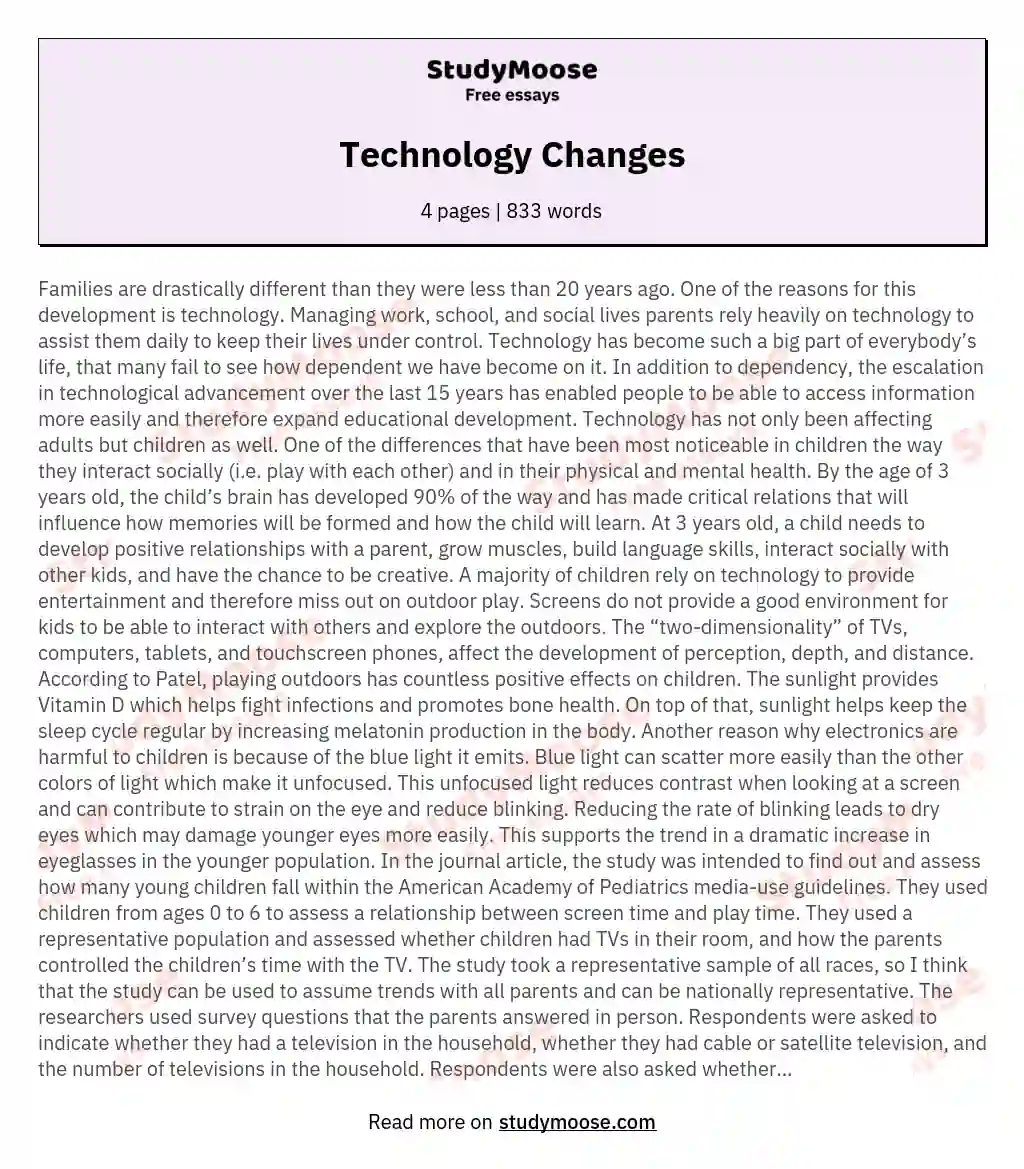 Technology Changes essay