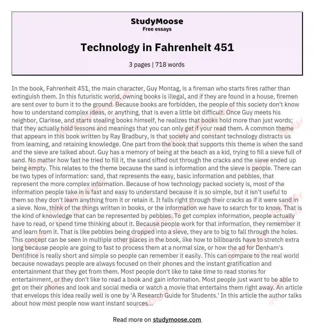 Technology in Fahrenheit 451