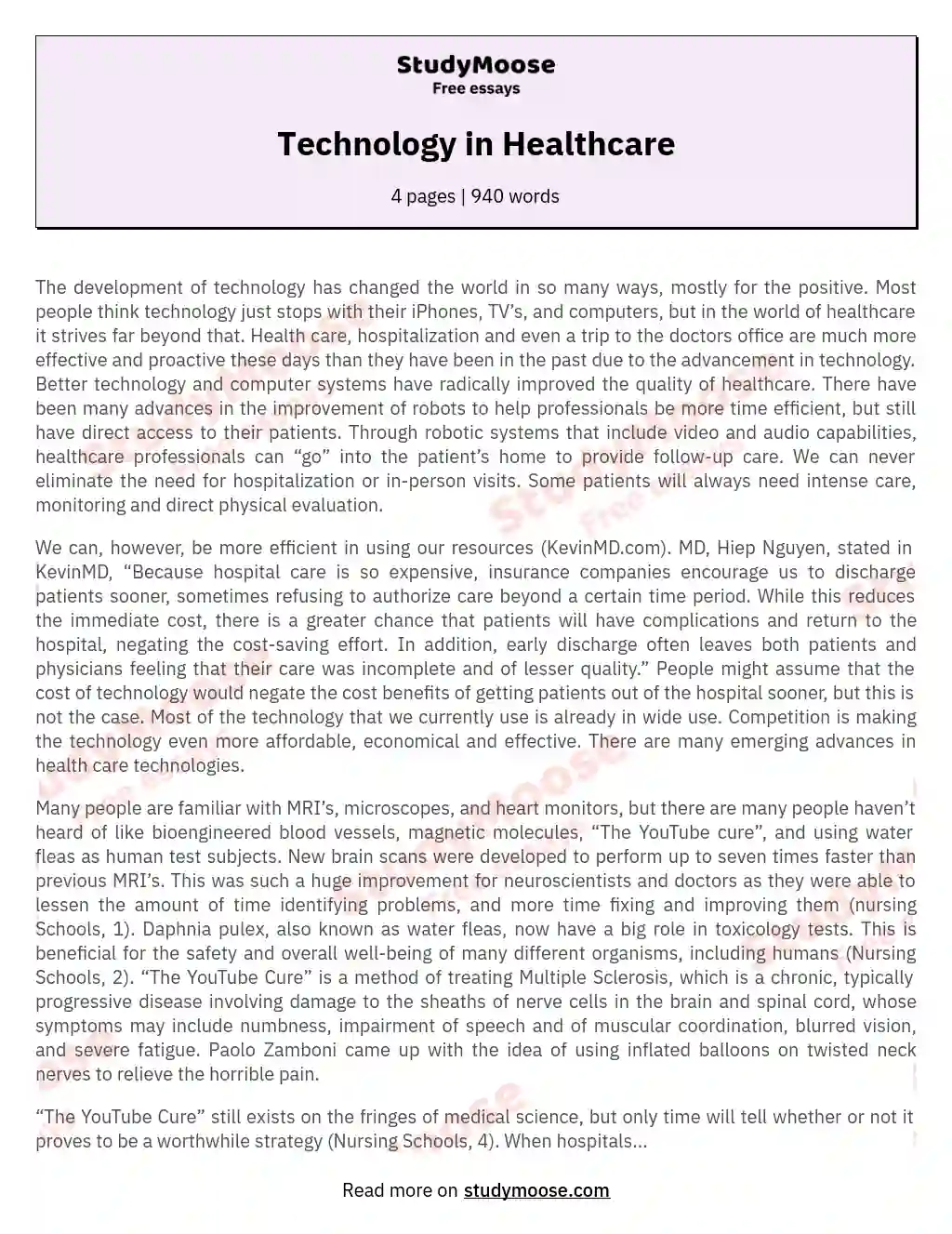 medical technology essay