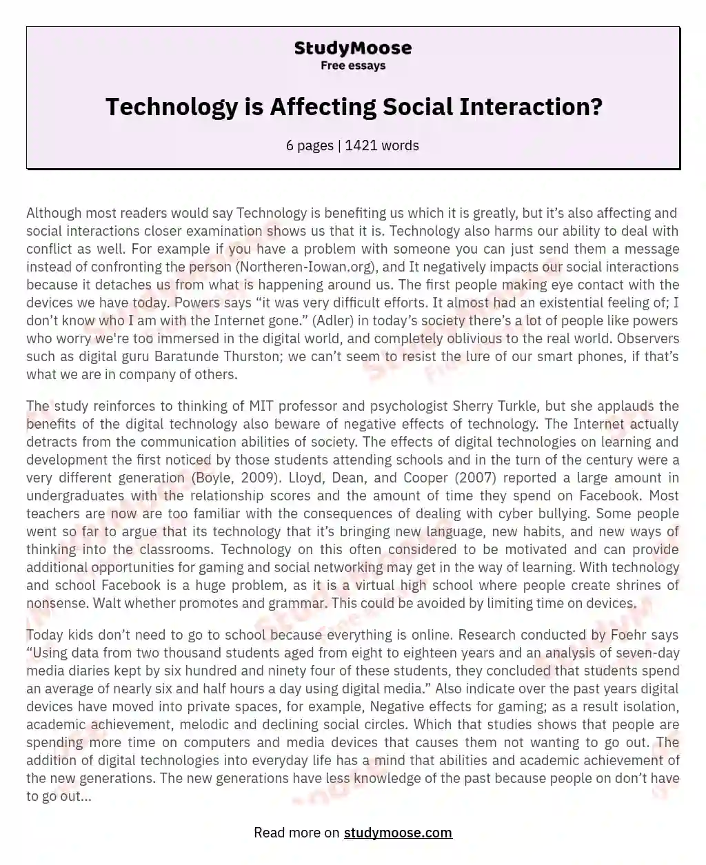 essay on social interaction
