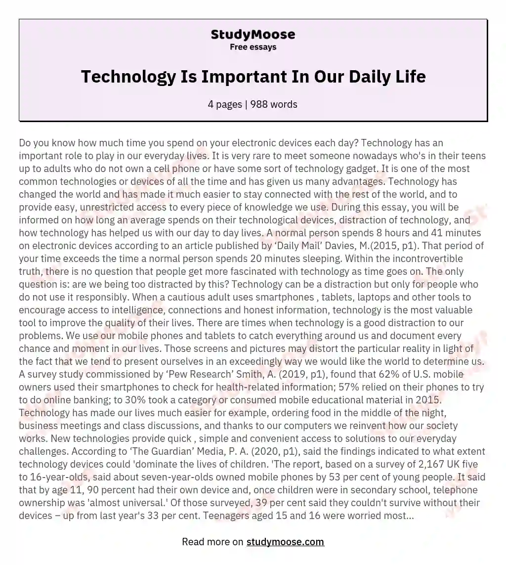 essay on digitalization in our daily life