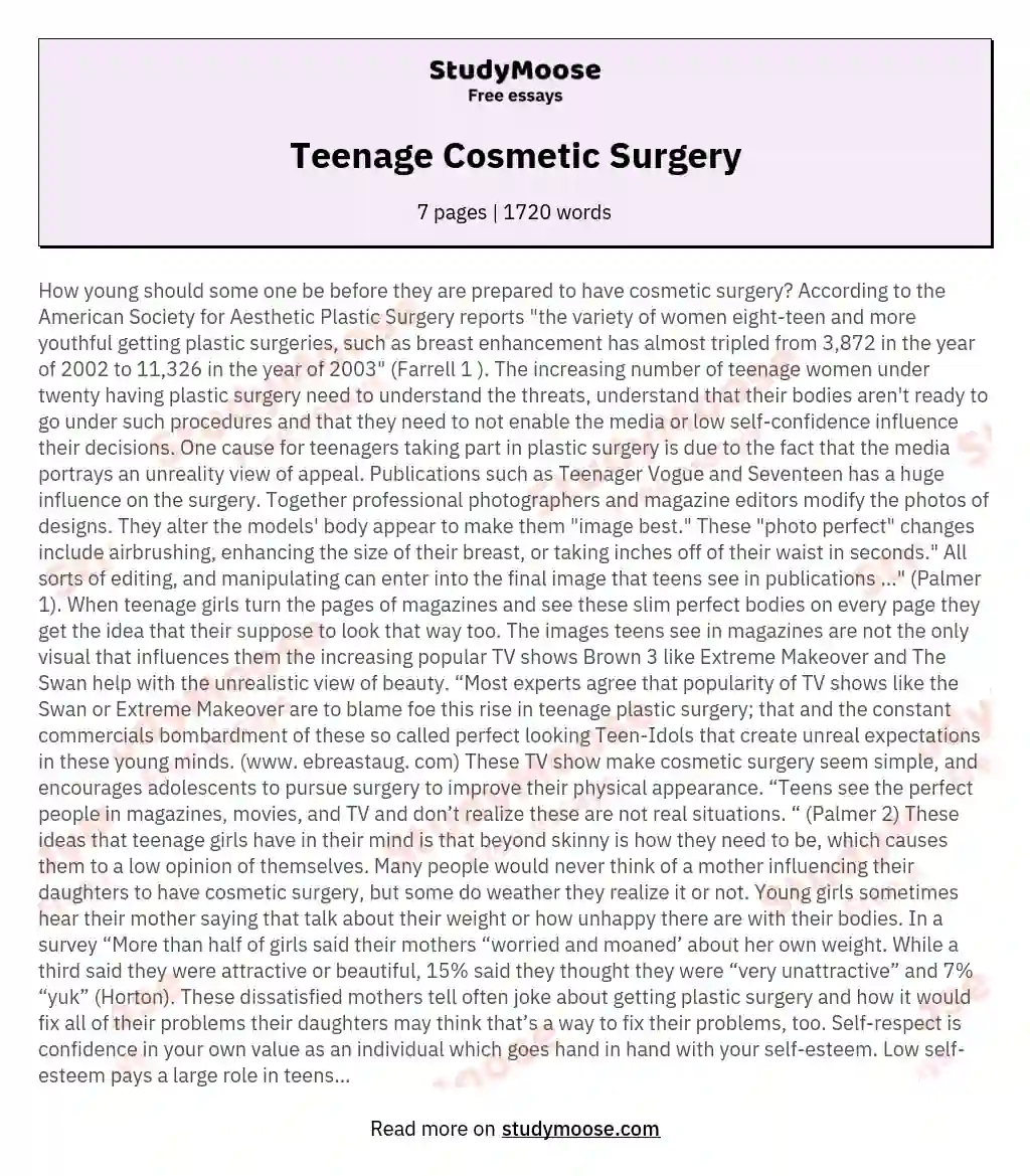 Teenage Cosmetic Surgery
