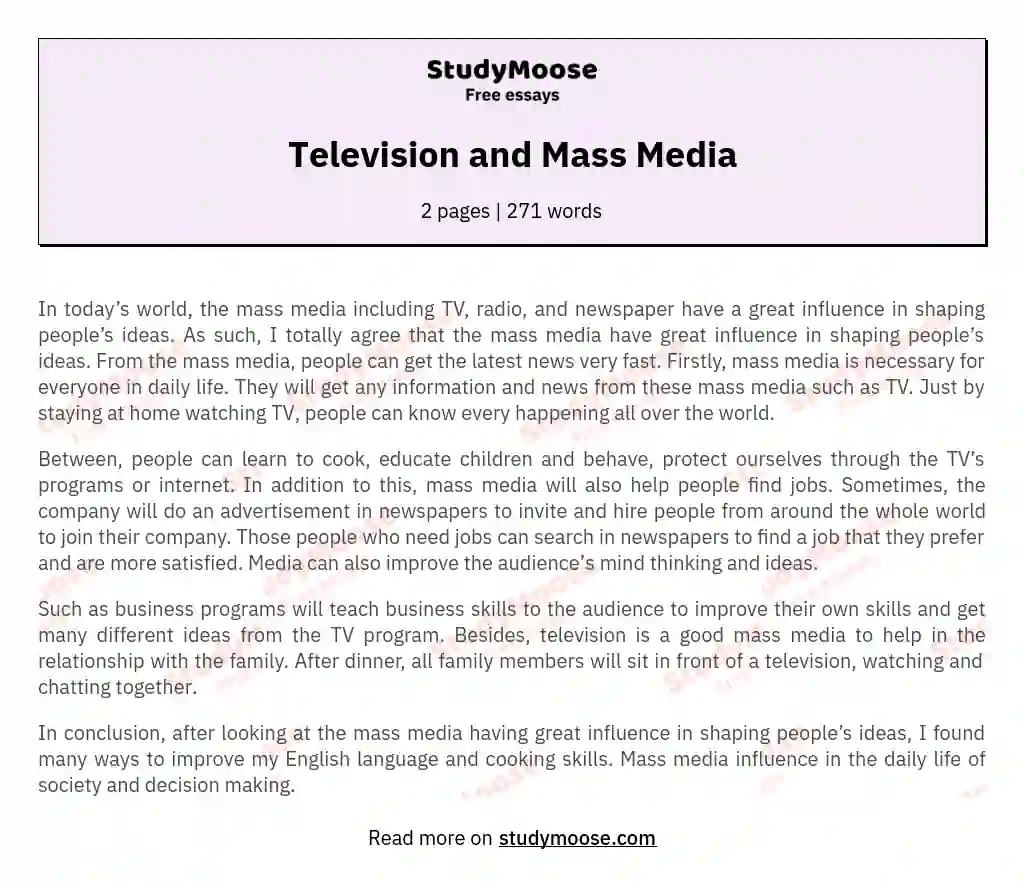 Television and Mass Media essay