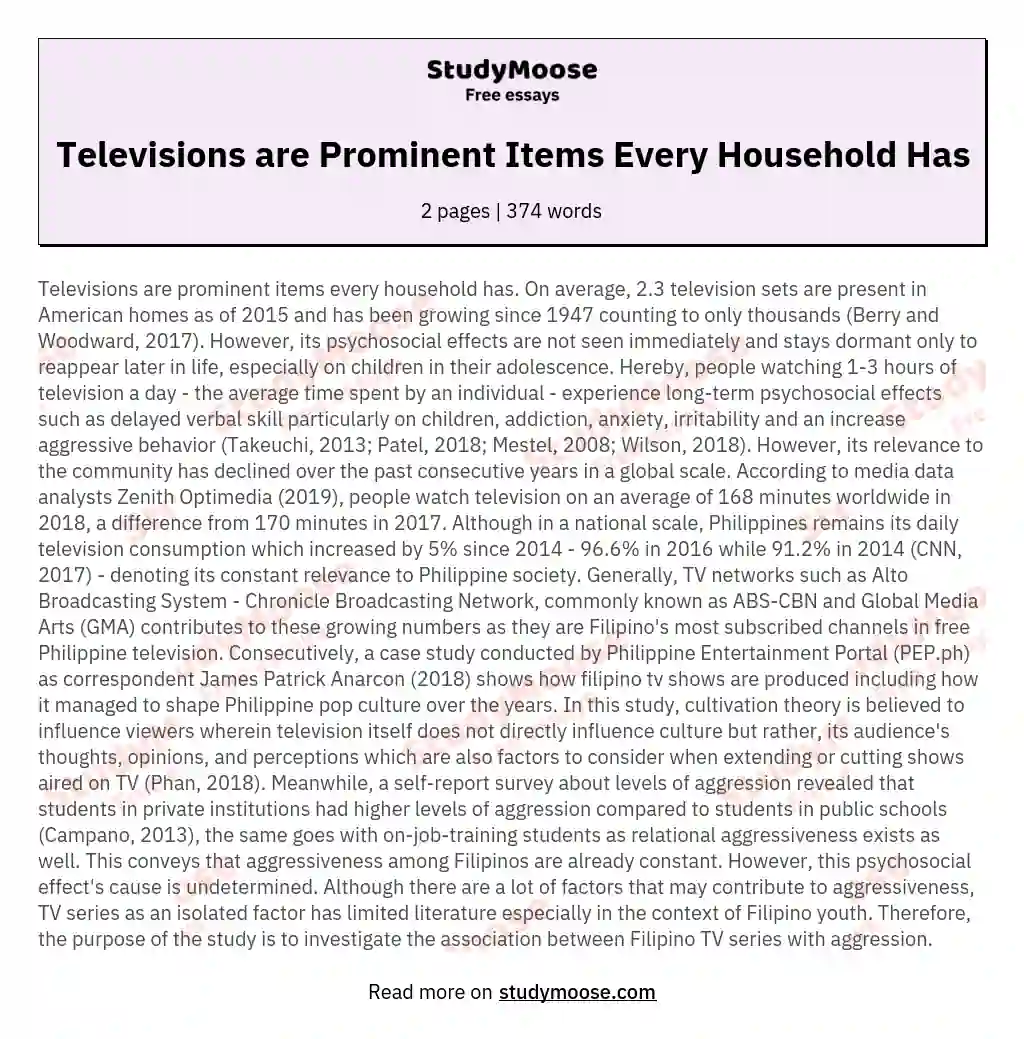 Televisions are Prominent Items Every Household Has