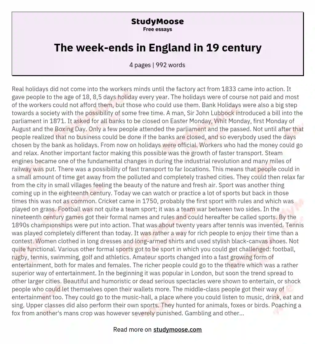 The week-ends in England in 19 century