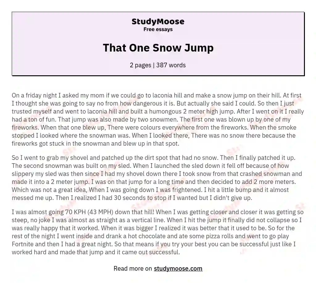 That One Snow Jump essay