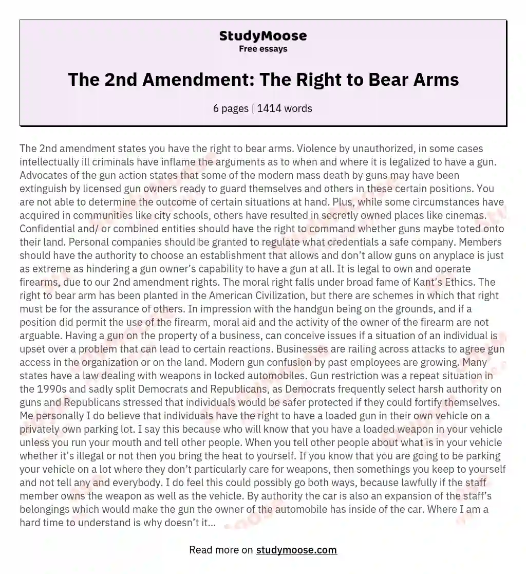 The 2nd Amendment: The Right to Bear Arms