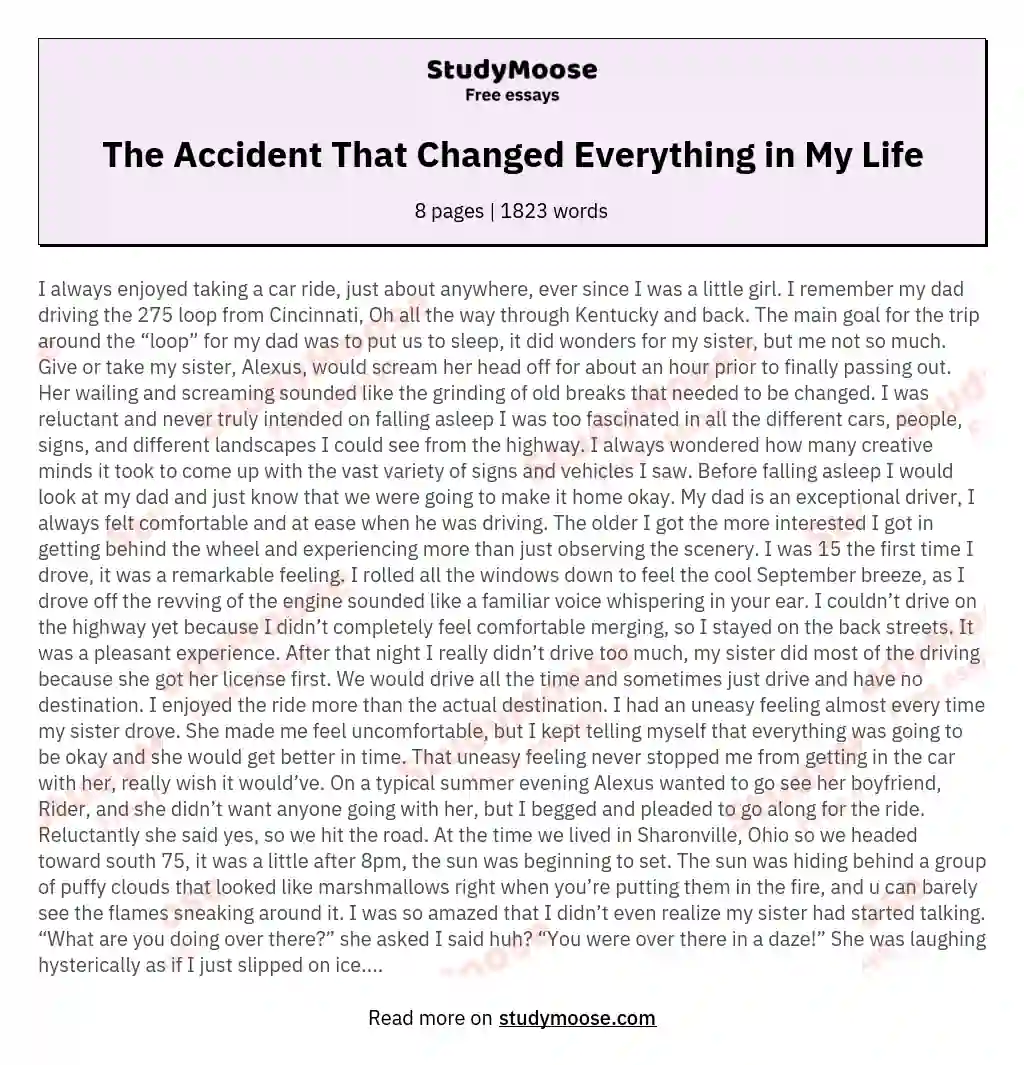 The Accident That Changed Everything in My Life essay
