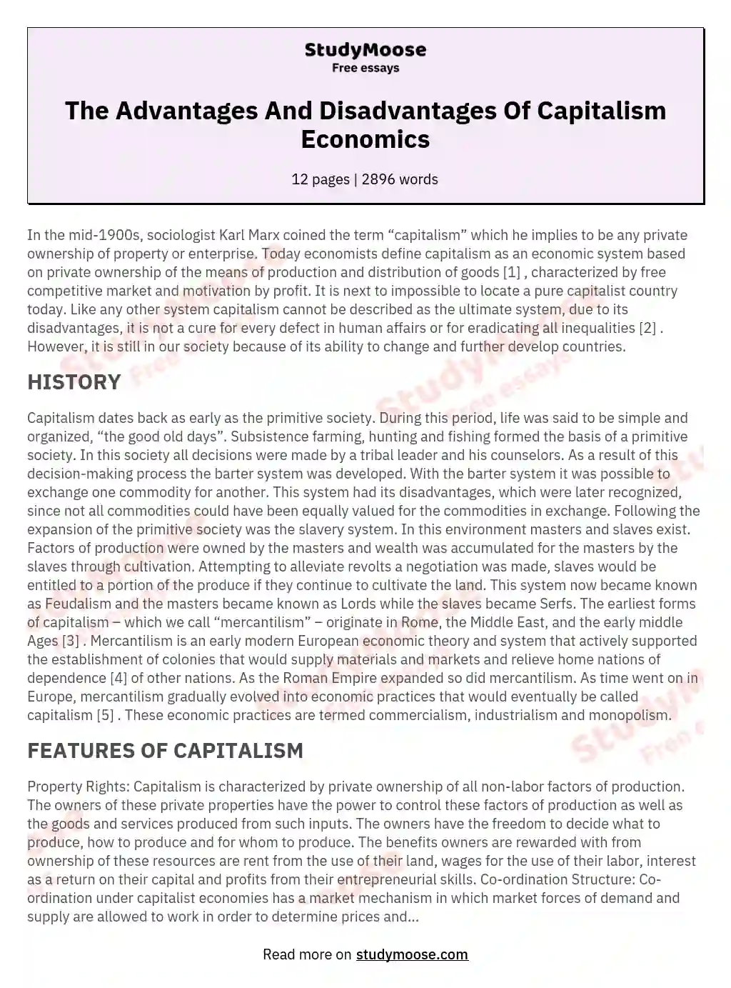 capitalism essay