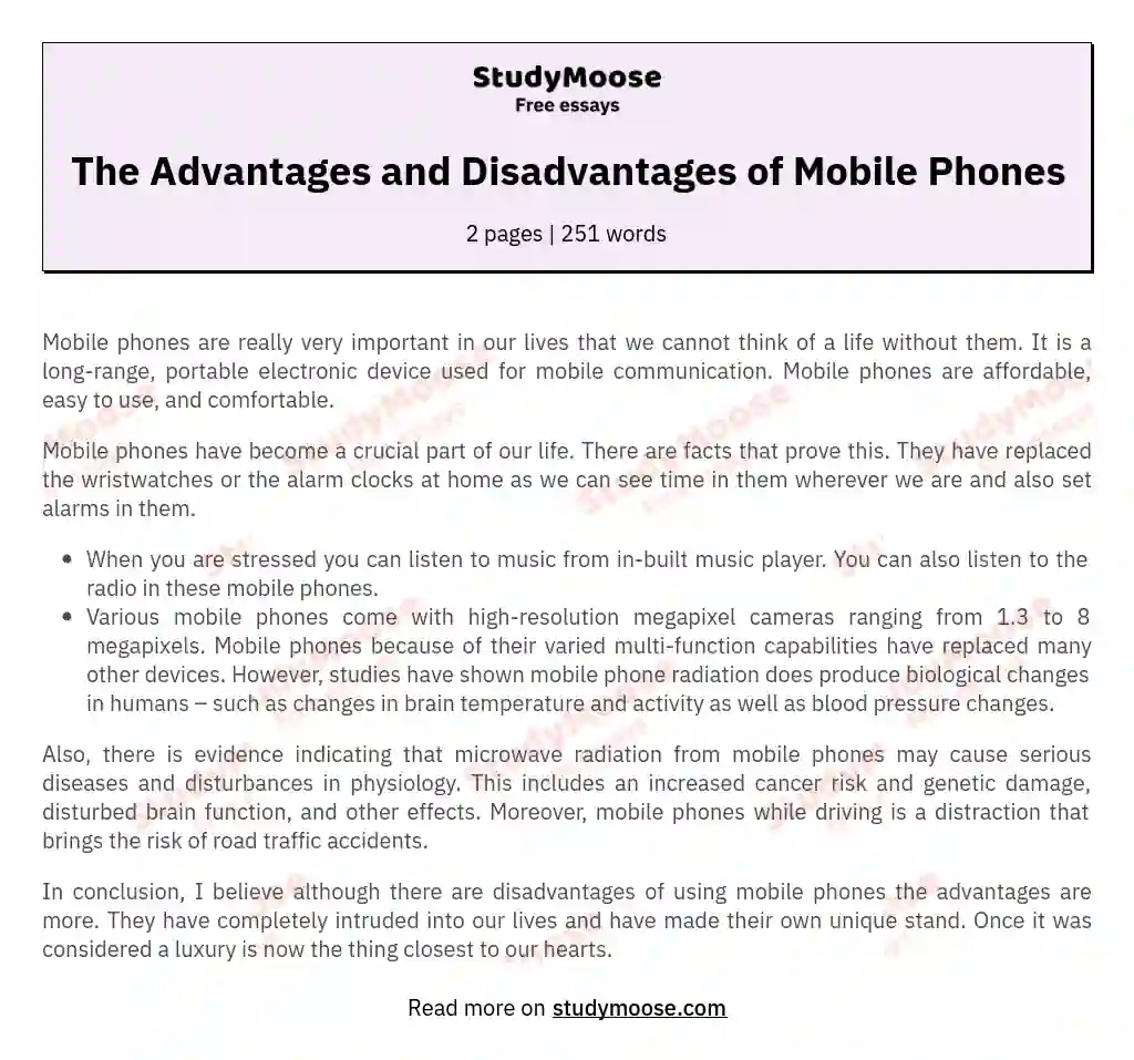 about mobile phone essay in english