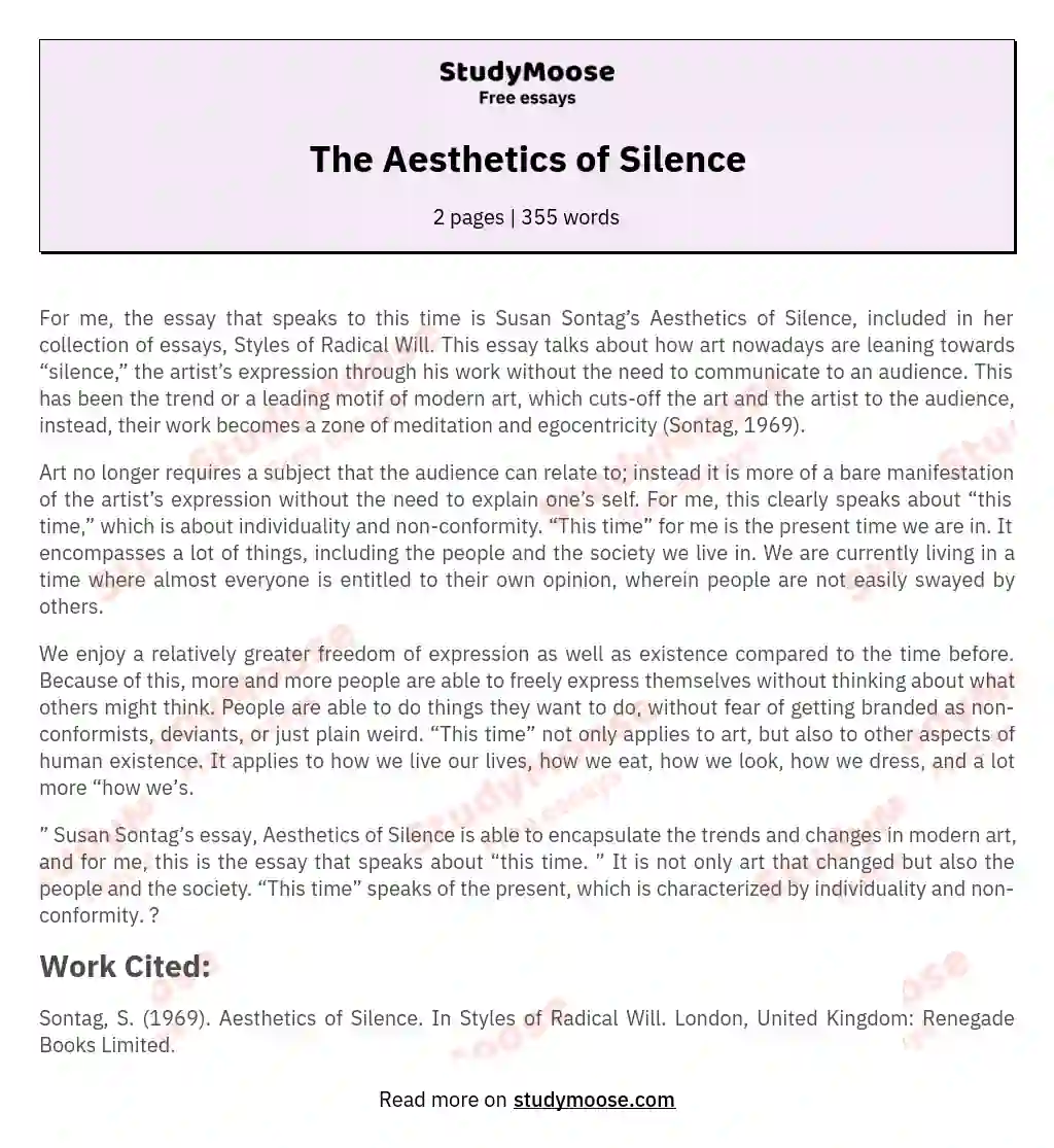 The Aesthetics of Silence essay