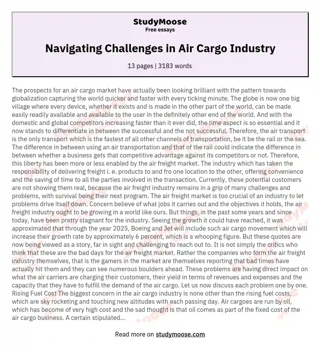 The Air Cargo Industry