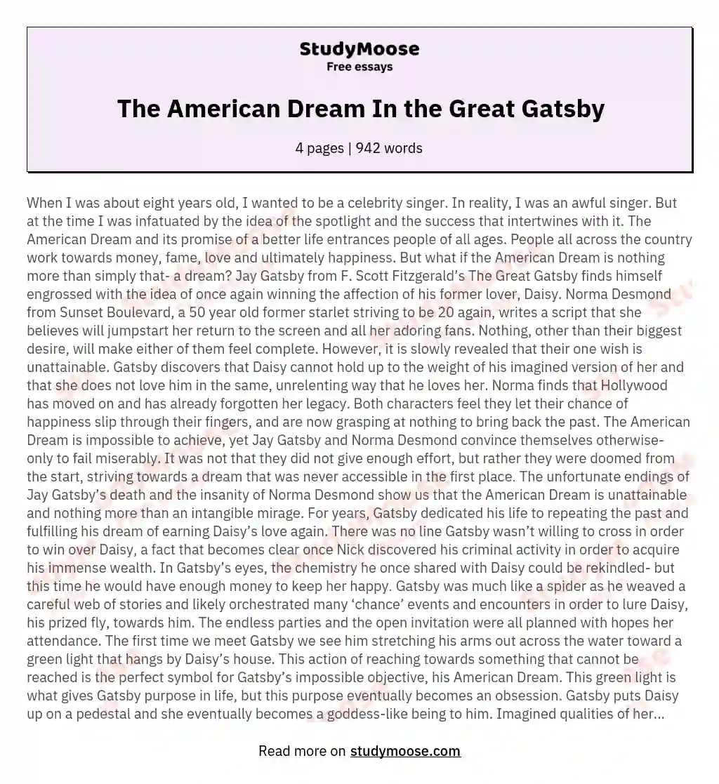 The American Dream In the Great Gatsby
