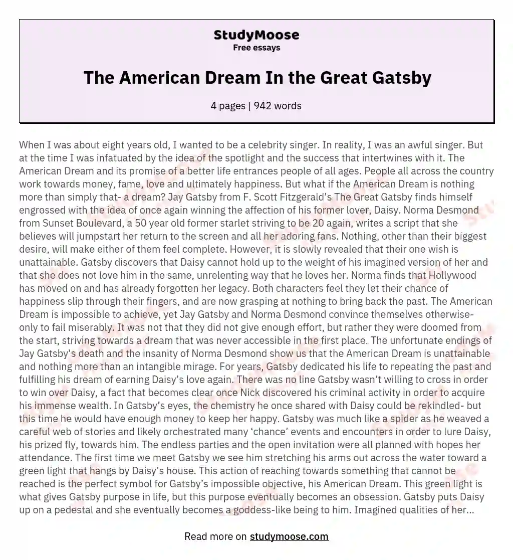 american dream essay great gatsby