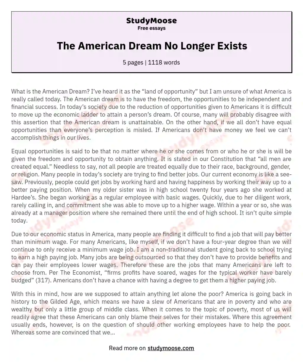 does the american dream still exist