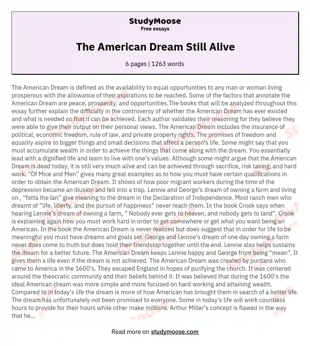 The American Dream Still Alive