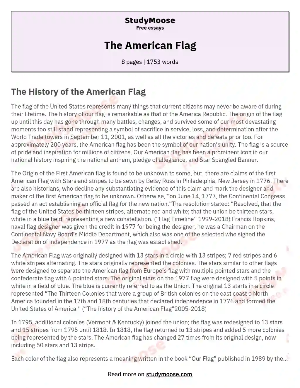 american flag meaning essay