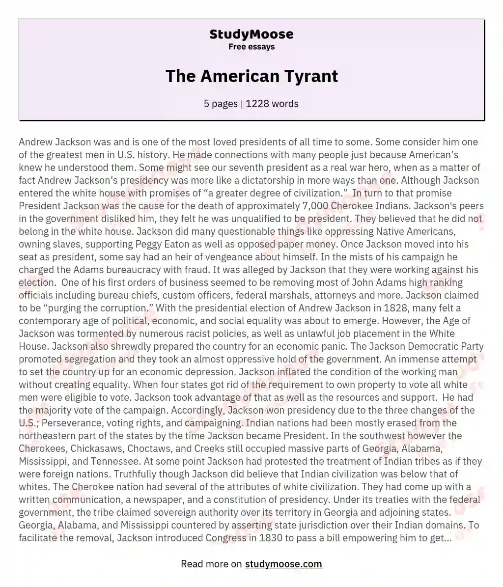 The American Tyrant essay