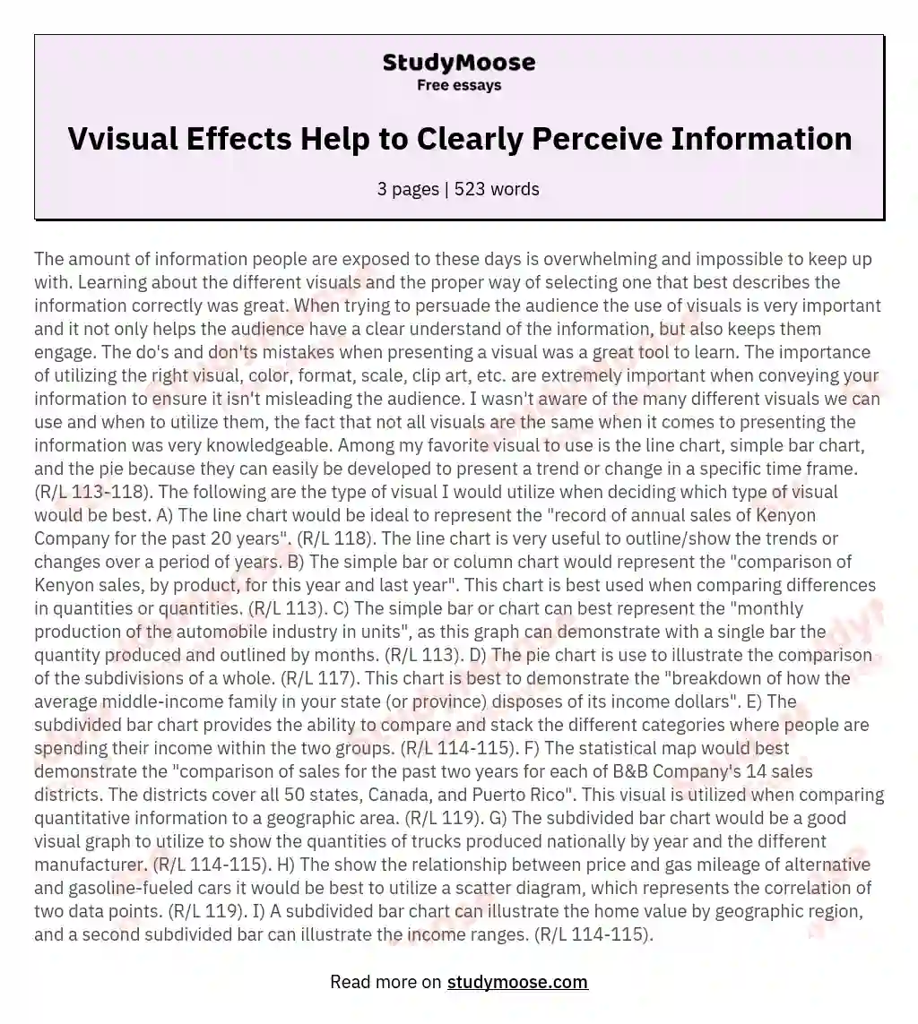 Vvisual Effects Help to Clearly Perceive Information essay