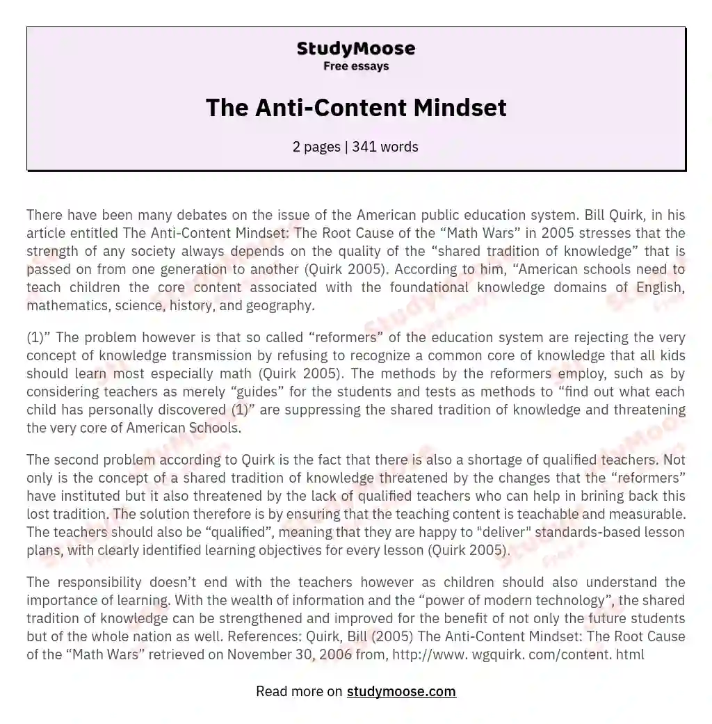 The Anti-Content Mindset essay