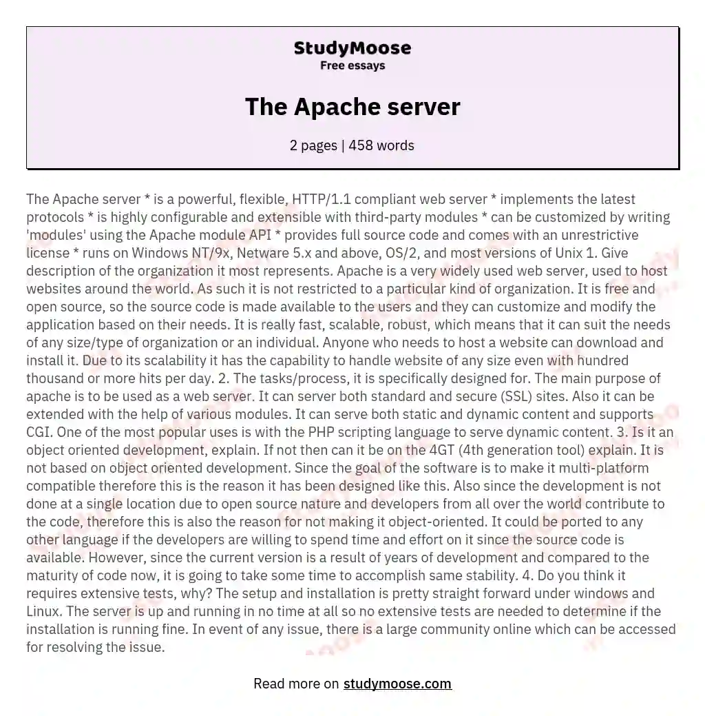 The Apache server essay
