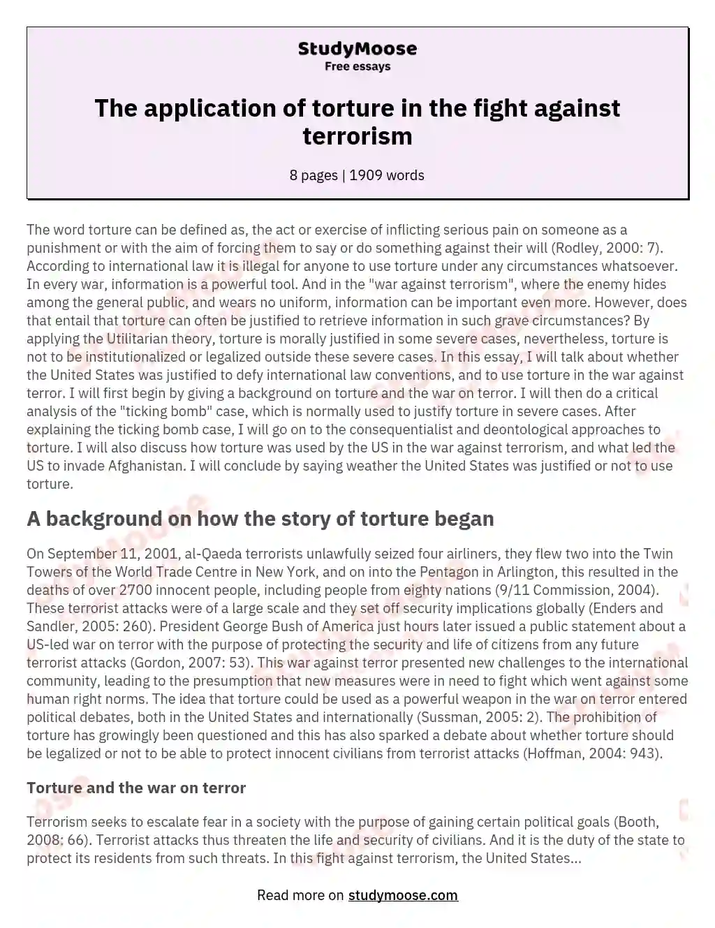 fight against terrorism essay