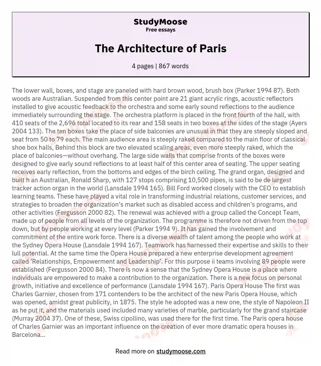 The Architecture of Paris essay